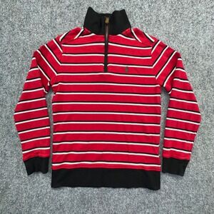 Polo Ralph Lauren Striped Quarter Zip Pullover Boys Medium 10-12 Red Black